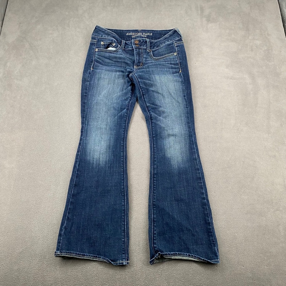 American Eagle Artist Stretch Jeans Womens 4 Short Dark Wash Blue Y2K Flared Leg